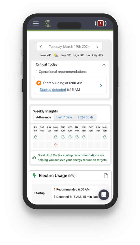 Cortex energy dashboard on iPhone